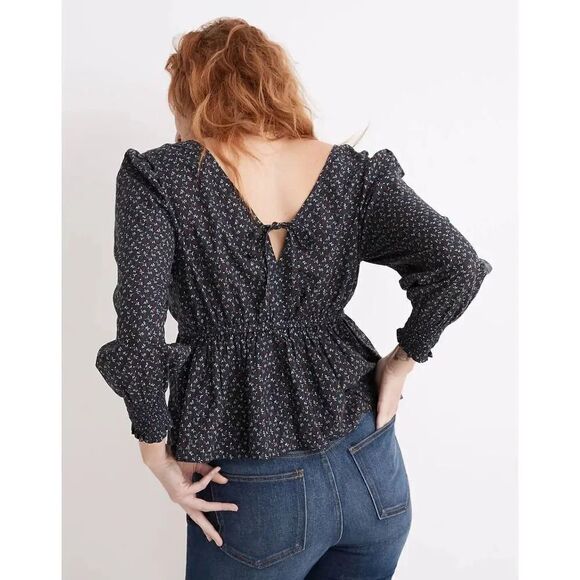 Madewell Tie-Back Peplum Top in Campden Daisies XL NWT $88 - Picture 2 of 9